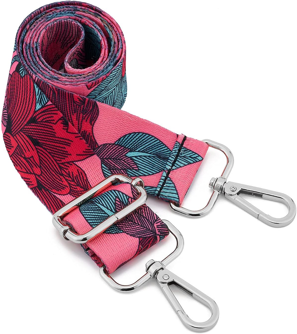 Silvery Buckles Wide Shoulder Strap Adjustable Replacement Belt Crossbody Canvas Bag Handbag
