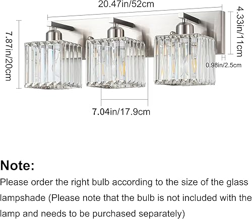 Miniatura 6 de Moderna lámpara de tocador de baño, 3 luces, moderna lámpara de baño de cristal cromado sobre espejo, iluminación de tocador de baño cromada,