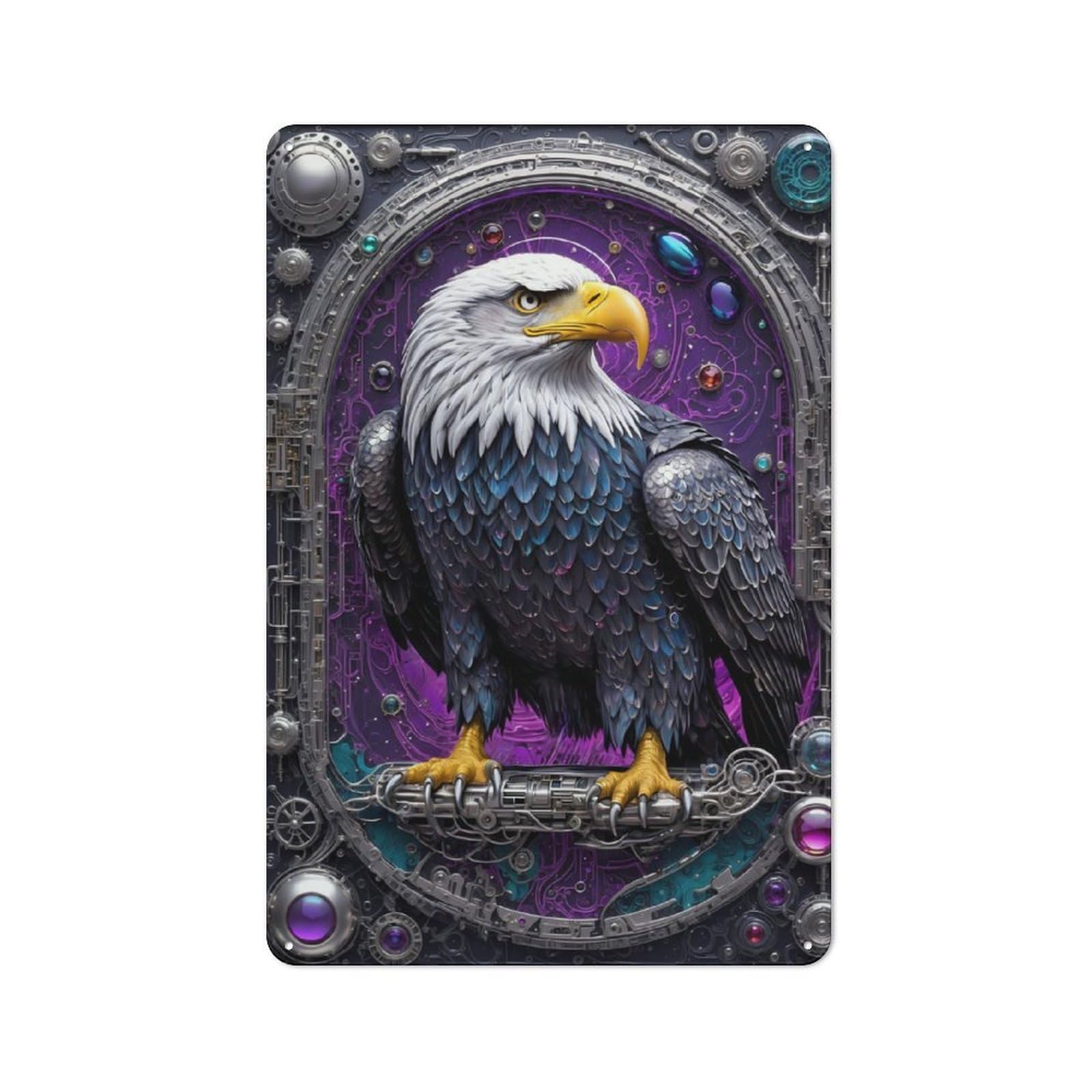 Junmoney Steampunk Majesty Eagle Tin Wall Plaque 30X20cm With For Bar Or Restaurant, Suited To Bar Decor Enthusiasts
