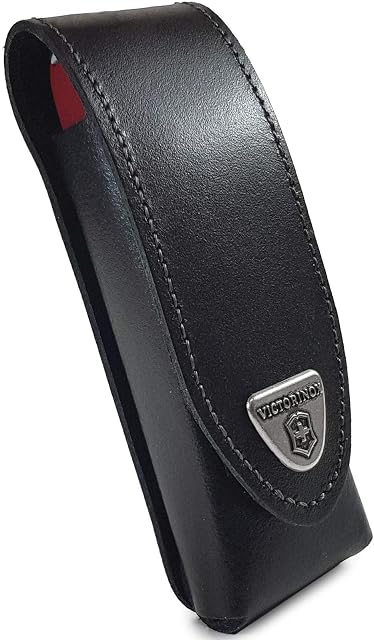 Victorinox Leather Belt Pouch/Sheath/Case With Hook-and-Loop Fastener Compatible With Swiss Army Pen Knife (5-8 layers) Including Huntsman, Swiss Champ, Hiker, Climber - Black