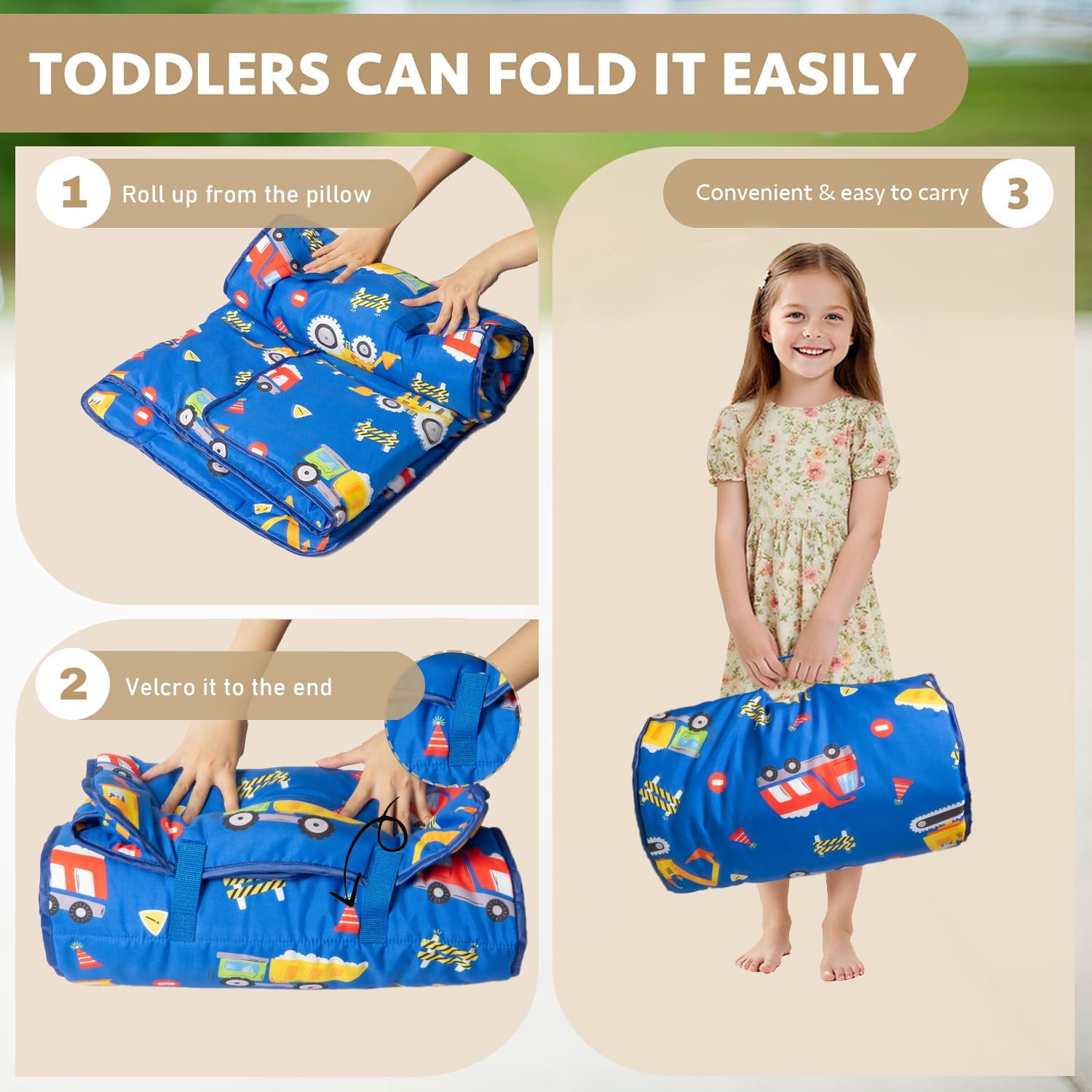 Toddler Nap Mat Kids Nap Mat with Pillow and Blanket