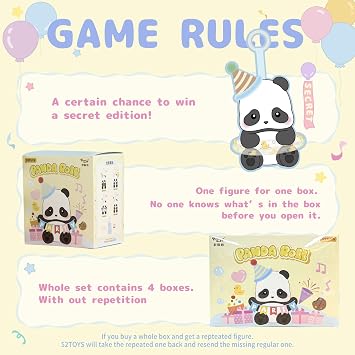52TOYS Panda Roll Series, Collectible Plush Toy with Kawaii Costume 1PC Random Design Action Figures Home Decorations, Holiday Birthday Gifts, for Panda Enthusiasts