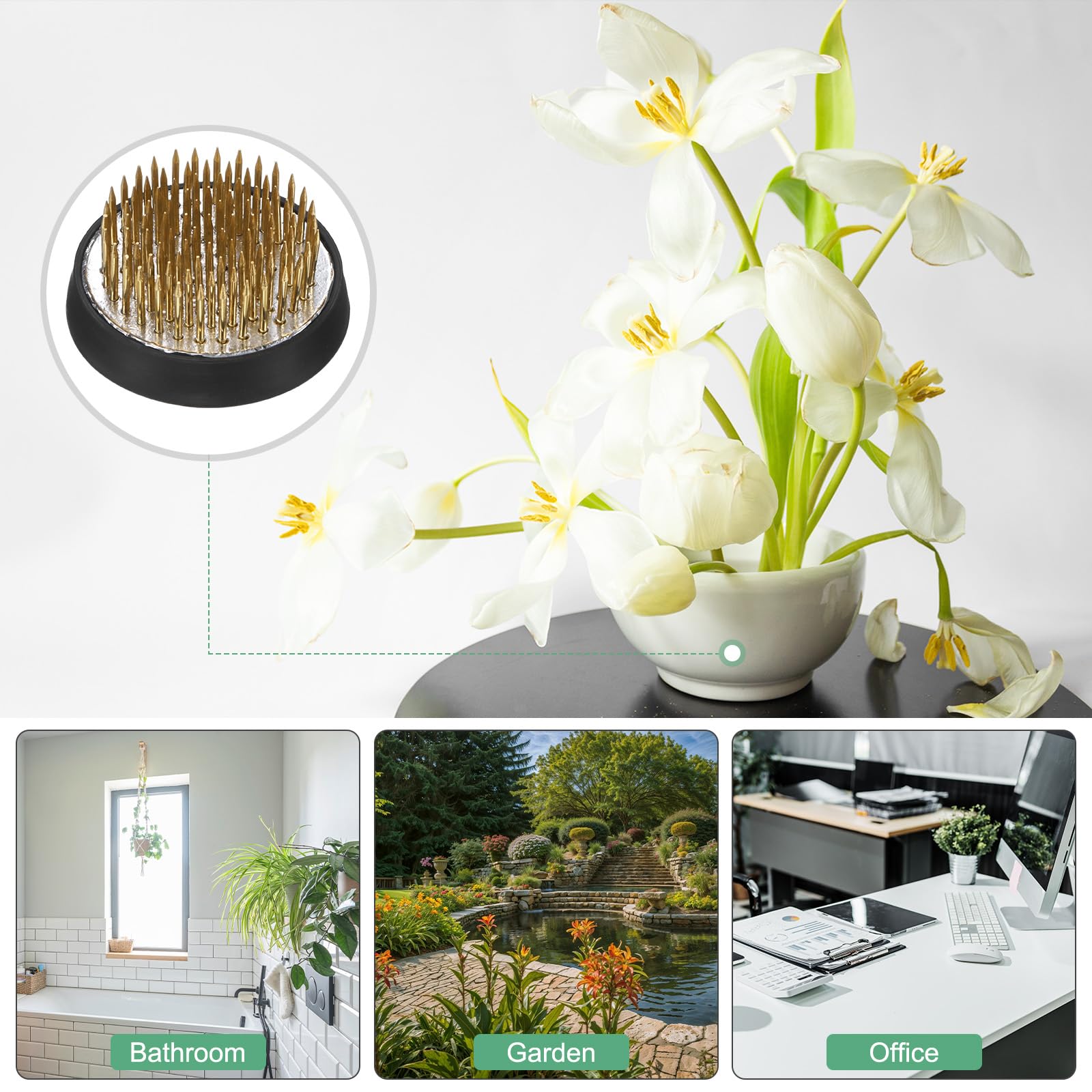 M METERXITY 12 Piezas Rana Floral 4cm Redonda De Cobre Con Base De Goma Para Arreglos Florales Artesanías Decoración Del Hogar Herramienta Fija De Kenzan Clavos De 1.1cm