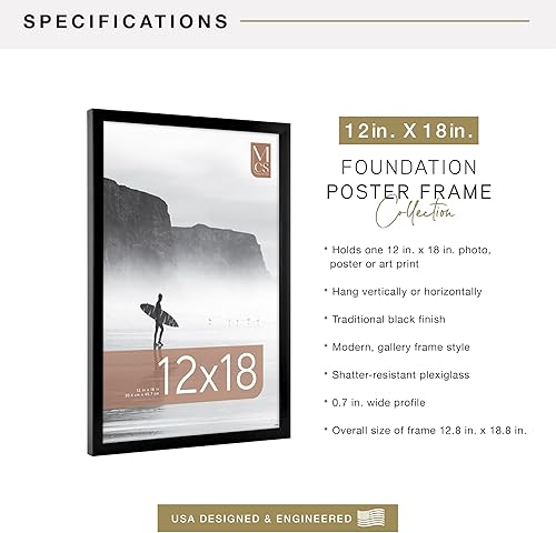 Vista 48 de MCS Gallery Foundation - Marco de póster, marco de fotos para arte de pared, negro, 16 x 20 pulgadas, individual