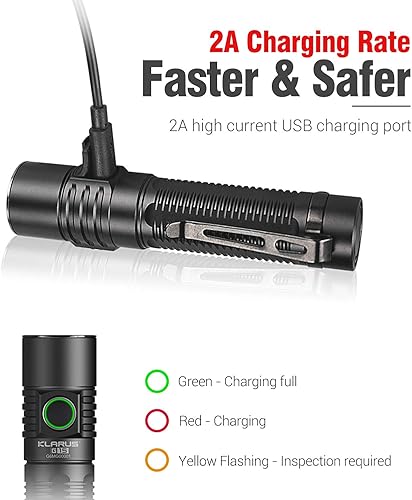 Miniatura 6 de klarus Linterna EDC recargable ultra brillante G15 de 4200 lúmenes, linterna LED de interruptor lateral compacto, alimentada por batería de 5000 mAh