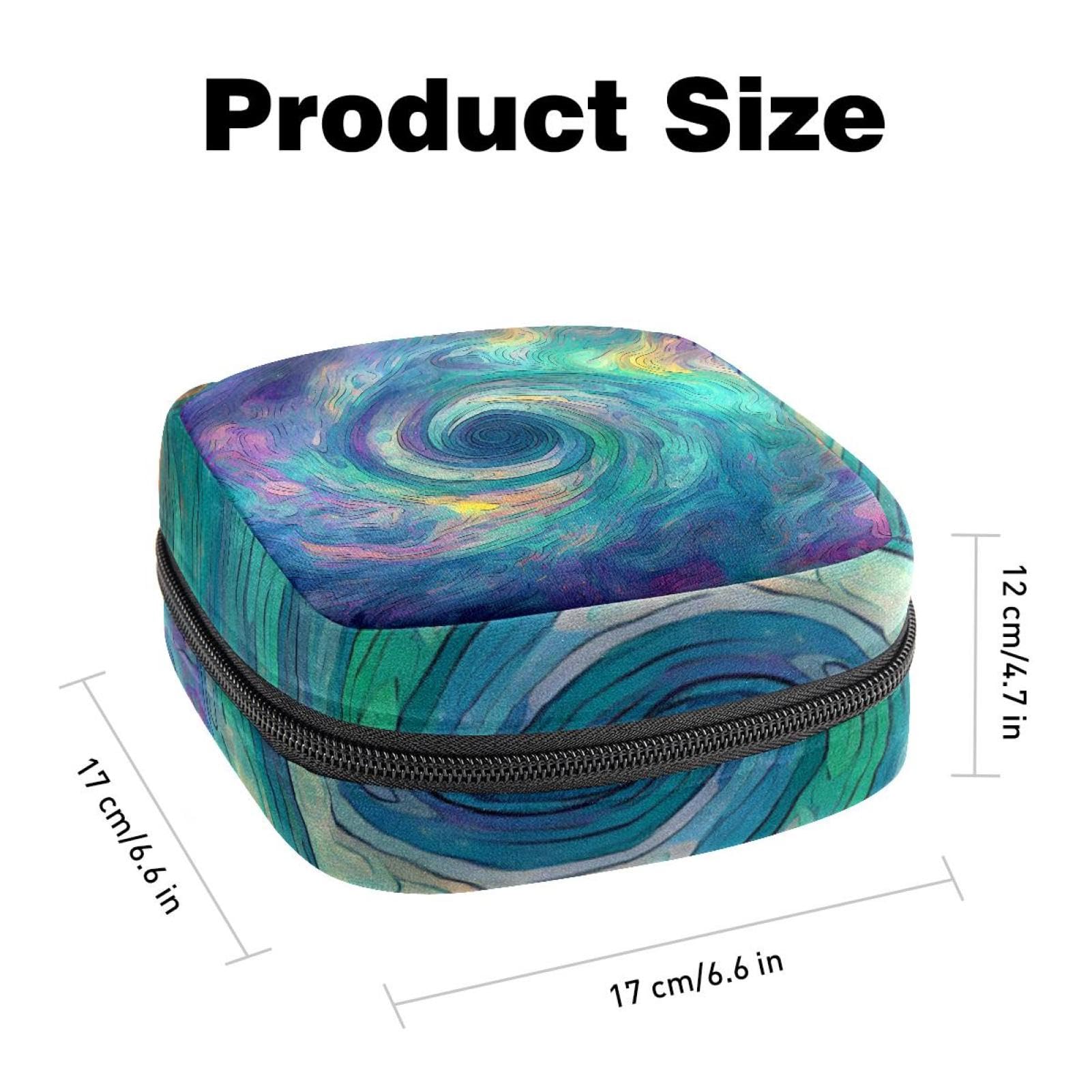 Sanitary Napkin Storage Bag for Women Cute, Feminine Menstruation Pad Holder for Period, Portable Zipper Menstrual Pad Bags Mysterious Streamer Flowing Swirls Texture