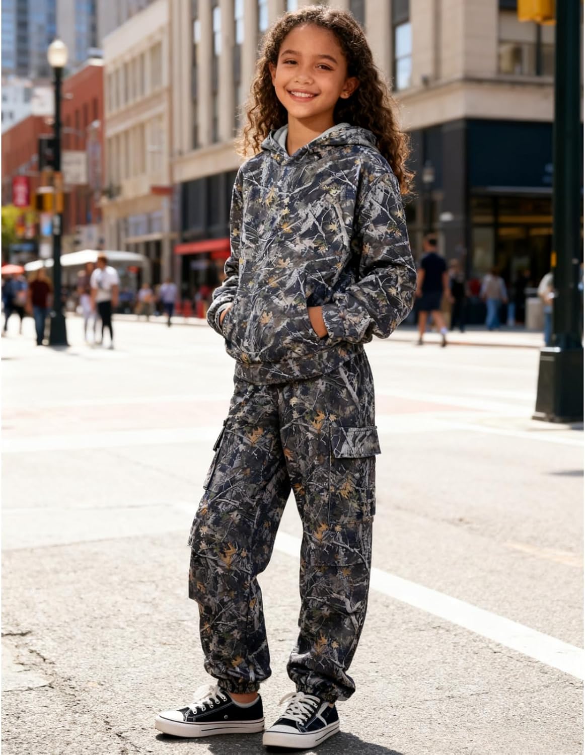 Girls Clothes 2 Piece Hoodie Sweatshirt & Work Camo Pants Girls Fall Winter Outfit for Teen Tween Size 7-14 Years - Image 3