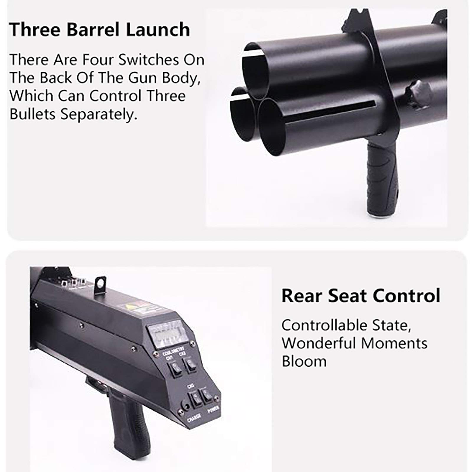 Lanceur de Confetti,Pistolet de Salut éLectronique à Trois Coups de ScèNe,Machine à Confettis éLectrique,pour Les Discos DJ,Bars,Mariages Et Les ThéâTrales,Fusil d'artifice