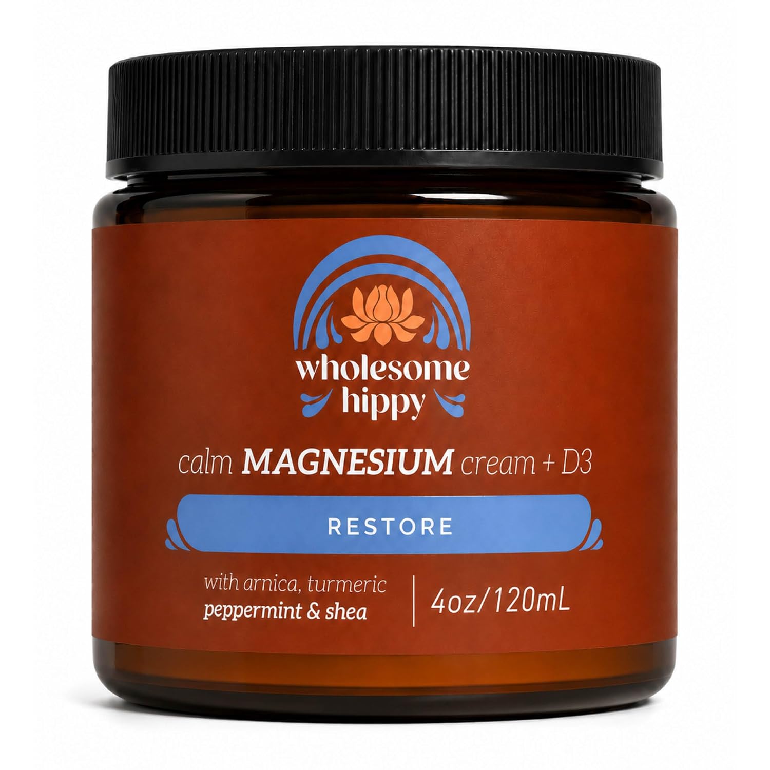 WHOLESOME HIPPY Magnesium Calm Cream – Restore Botanical Body Butter with Magnesium, Vitamin D3, Arnica & Turmeric – Soothing Moisturizer for Skin Hydration – 4oz