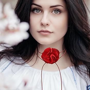 Collana LUTER A Fiore In Tessuto E Velluto, Rosa Regolabile, Elegante E Semplice, Per Donna E Ragazza, Nero - 5