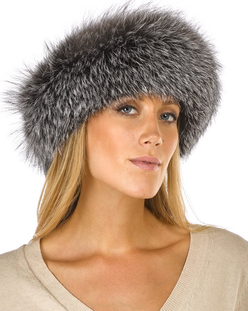 Frr Silver Indigo Fox Fur Headband