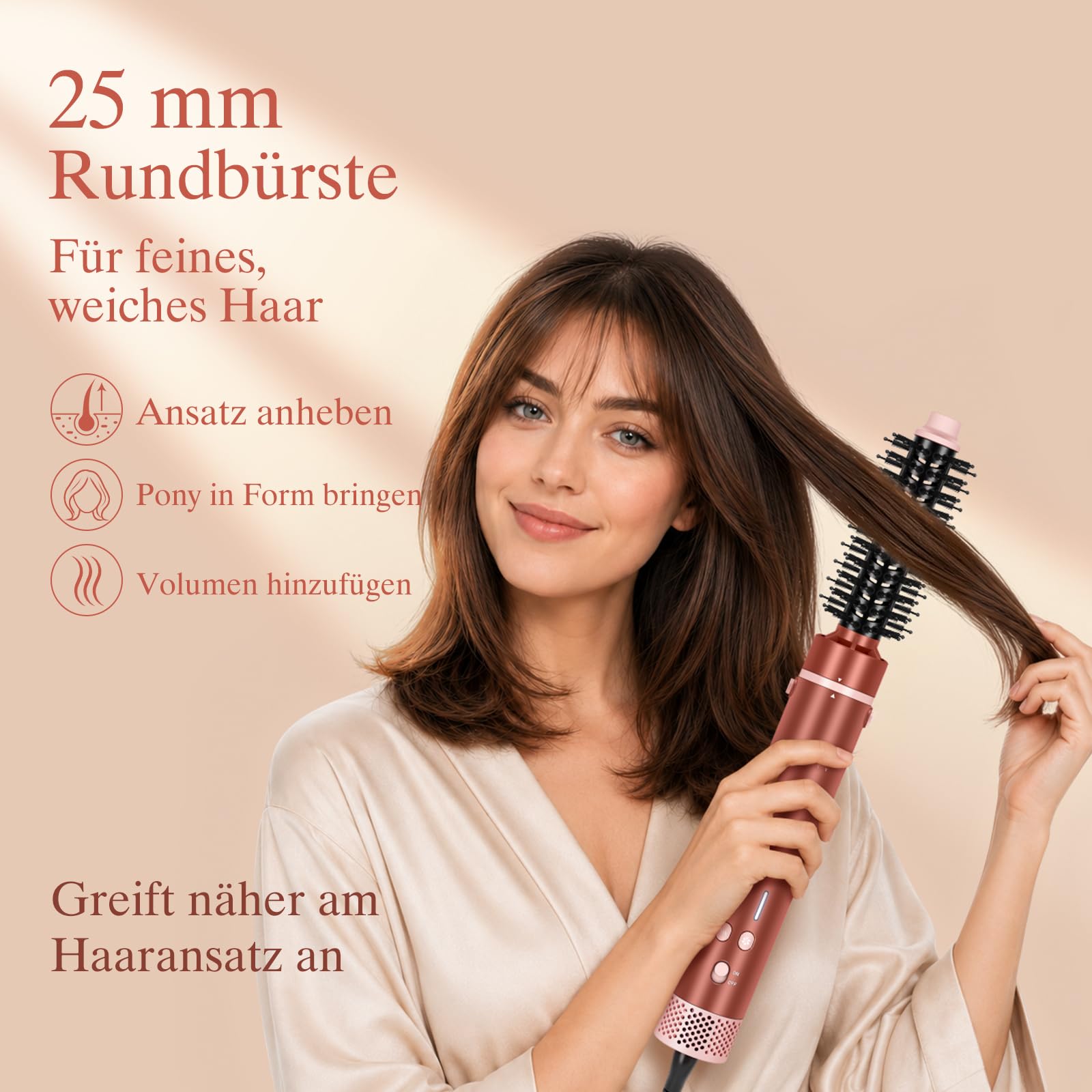 7 in 1 Airstyler, PARWIN PRO BEAUTY MaxAIR 2.0 Multi-Styler Set | Auto-Wrap, Geringere Hitzeschäden Glätteisen, 110000 U/Min Föhn, Volumenbürste, Glättender Finish-Aufsatz, Amber Silk