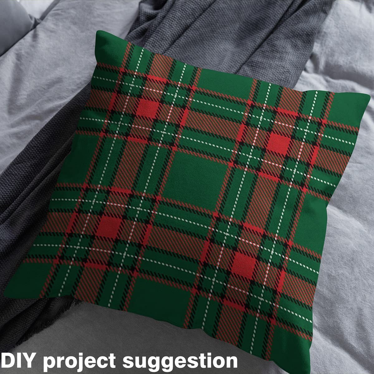 Tartan Plaid Upholstery Fabric for Chairs,Buffalo Check Geometric Outdoor Fabric by The Yard,New Year Christmas Fabric for Upholstery and DIY Projects,1 Yard,(L92*W150cm) Green Red - Image 4