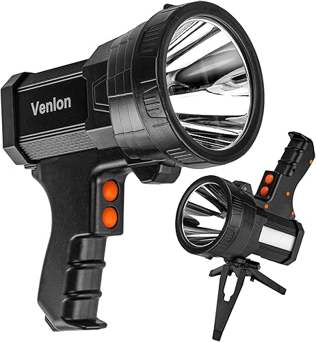 Sperbright Linterna de mano recargable impermeable Tactical Spotlight 18650 Batería incluida USB Power Bank con linterna lateral (luz amarilla)