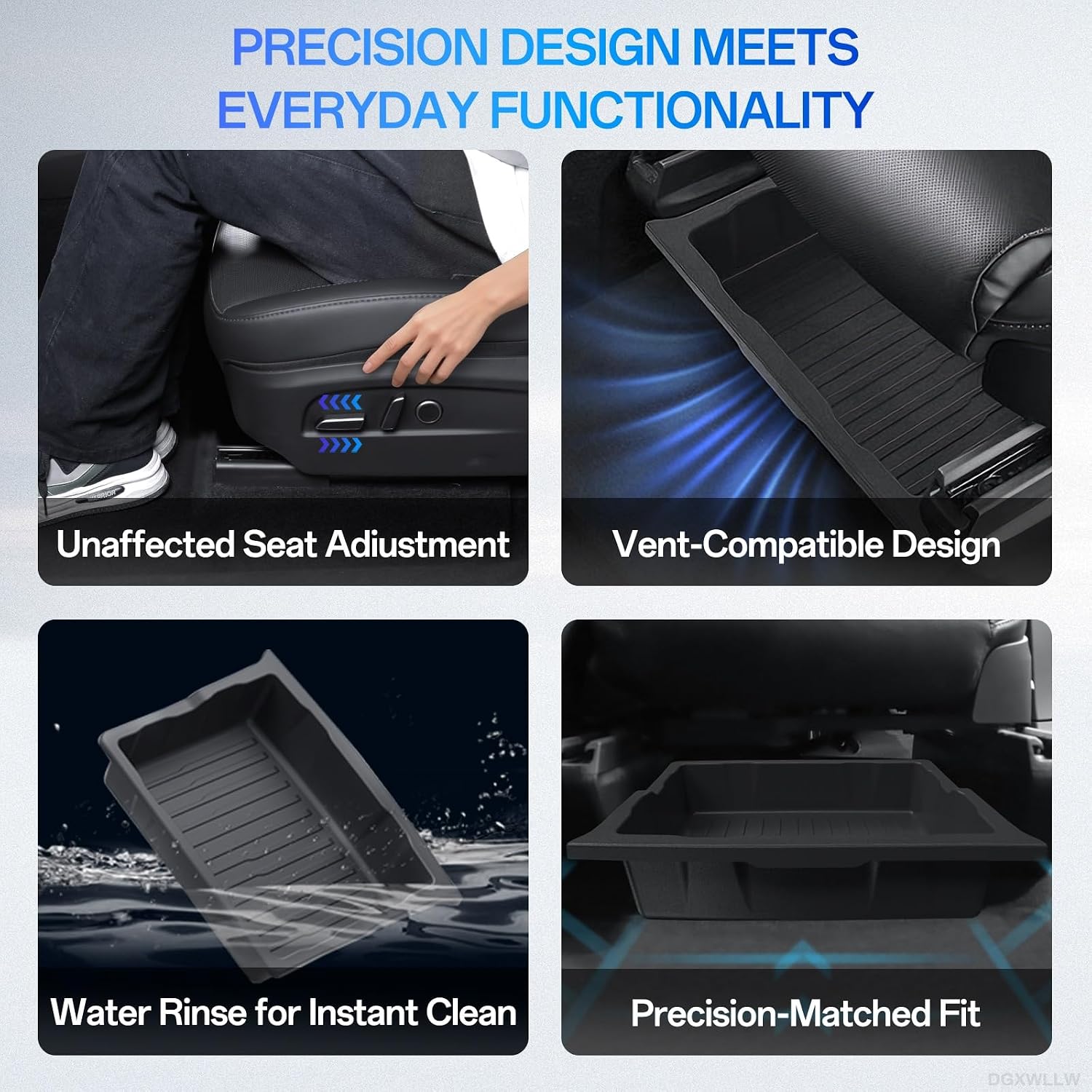 Under Seat Storage Box Organizer for Tesla Model X 2017-2024 Hidden Underseat Organizer Bins for Tesla Model X TPE Waterproof Front and Back Under Seat Storage Tray Accessories, 2 Pack