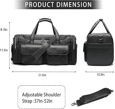 Travel Duffel Bag for Men Women, Large PU Leather Carry on Duffle Bags for Traveling, Waterproof Overnight Weekender Duffel Bag with Shoe Compartment - Perfect for Daily Use/Birthday Gift