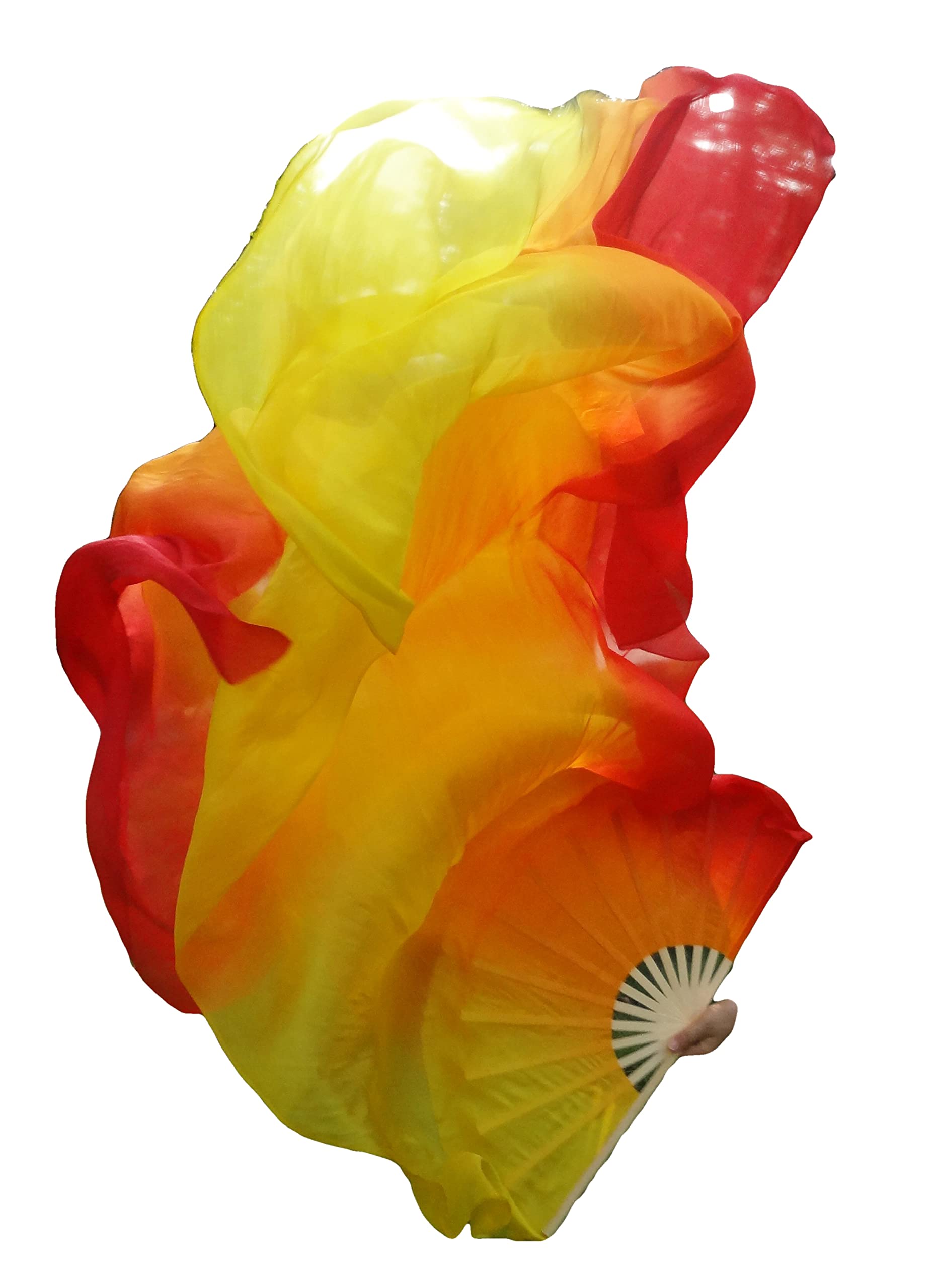 Velo de abanico danza del vientre y serpentina de bandera multicolor ajustable 8