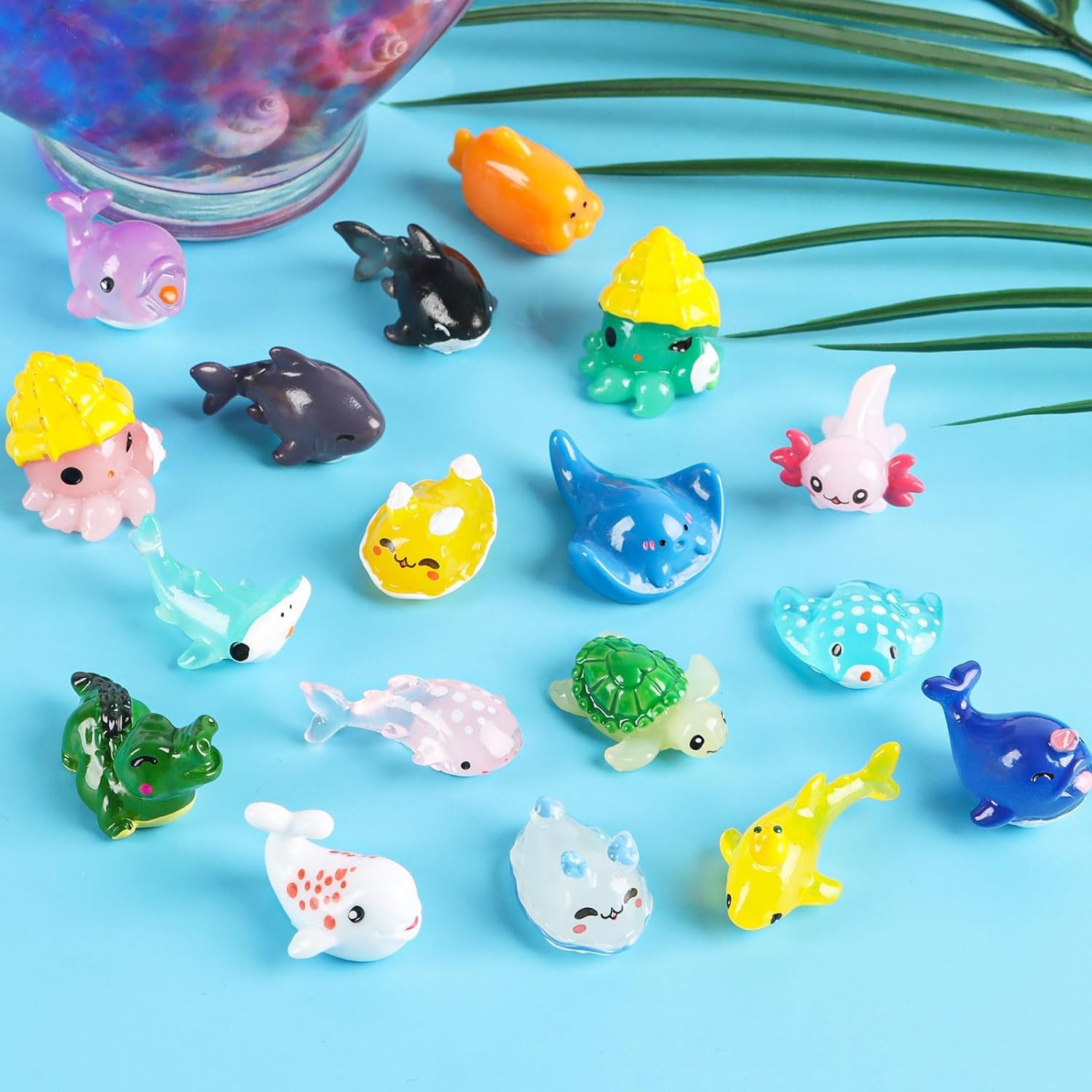 Set 36 Mini Animali Marini in Resina per Acquari, Feste, Bomboniere e Paesaggi in Miniatura