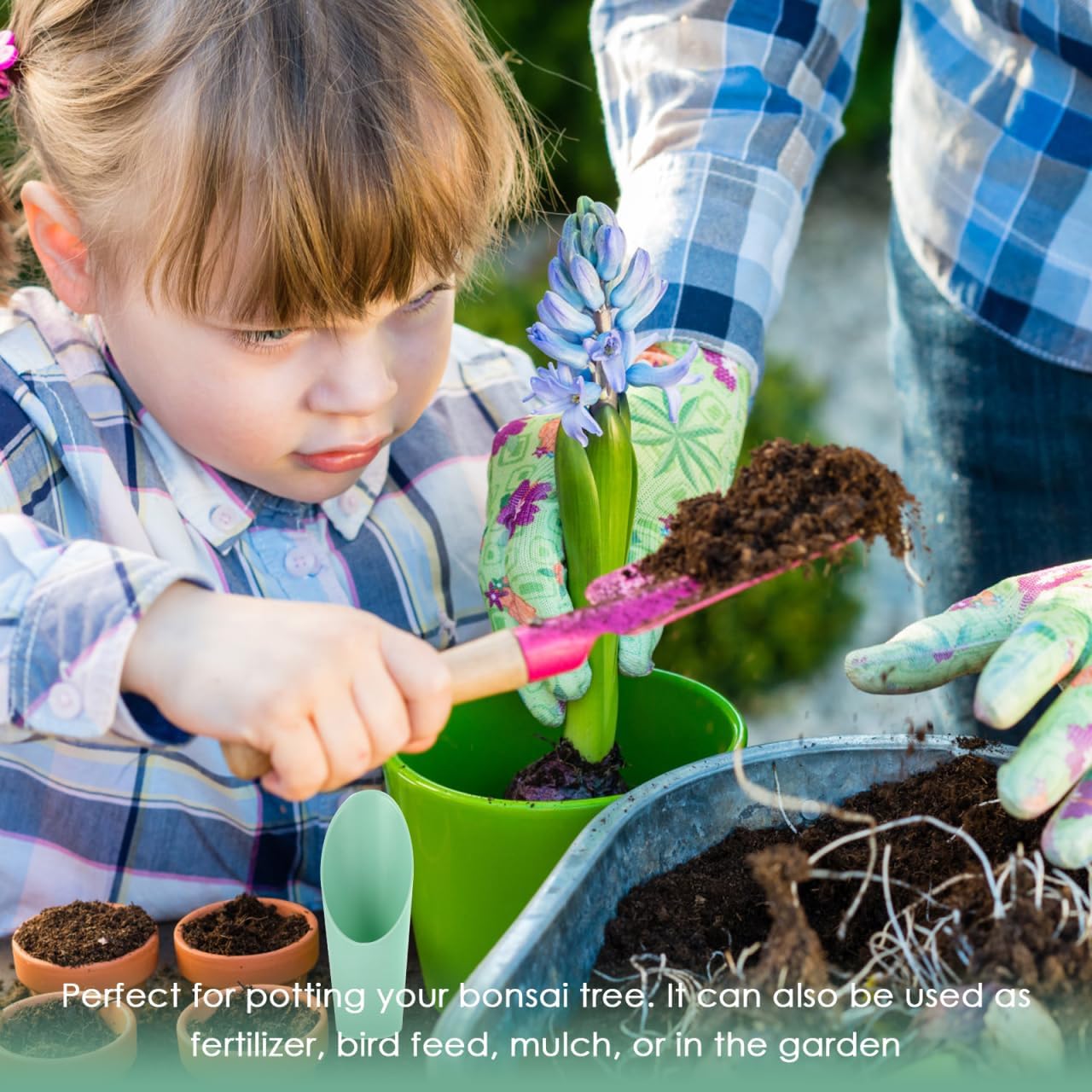 Kisangel Kids Gardening Shovel Set 6.49 Inch Small Soil Scoops for Bonsai Planting and Outdoor Garden Use with Easy to Handle Soil Scooper Tools for Children