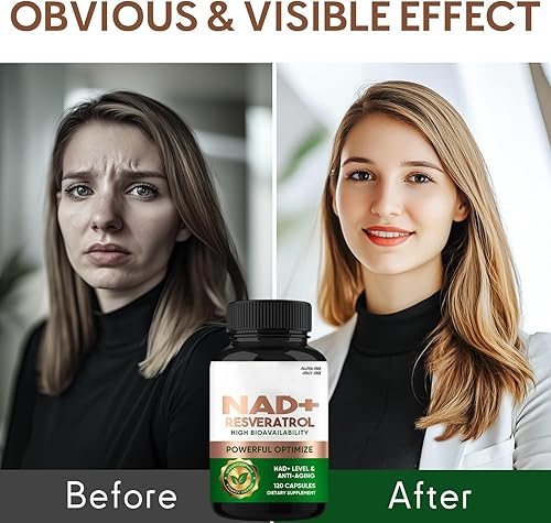 Miniatura 3 de NAD+ Resveratrol Supplement 120 Capsules, Supports Healthy Aging, Cellular Energy, Metabolism & Brain Boost for Men & Women