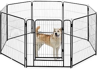 OLIXIS Dog Playpen 8 Panels 32 inch Dog Pen Indoor Heavy Duty Puppy Exercise Pen Metal Pet Fence for RV Camping Yard Garden