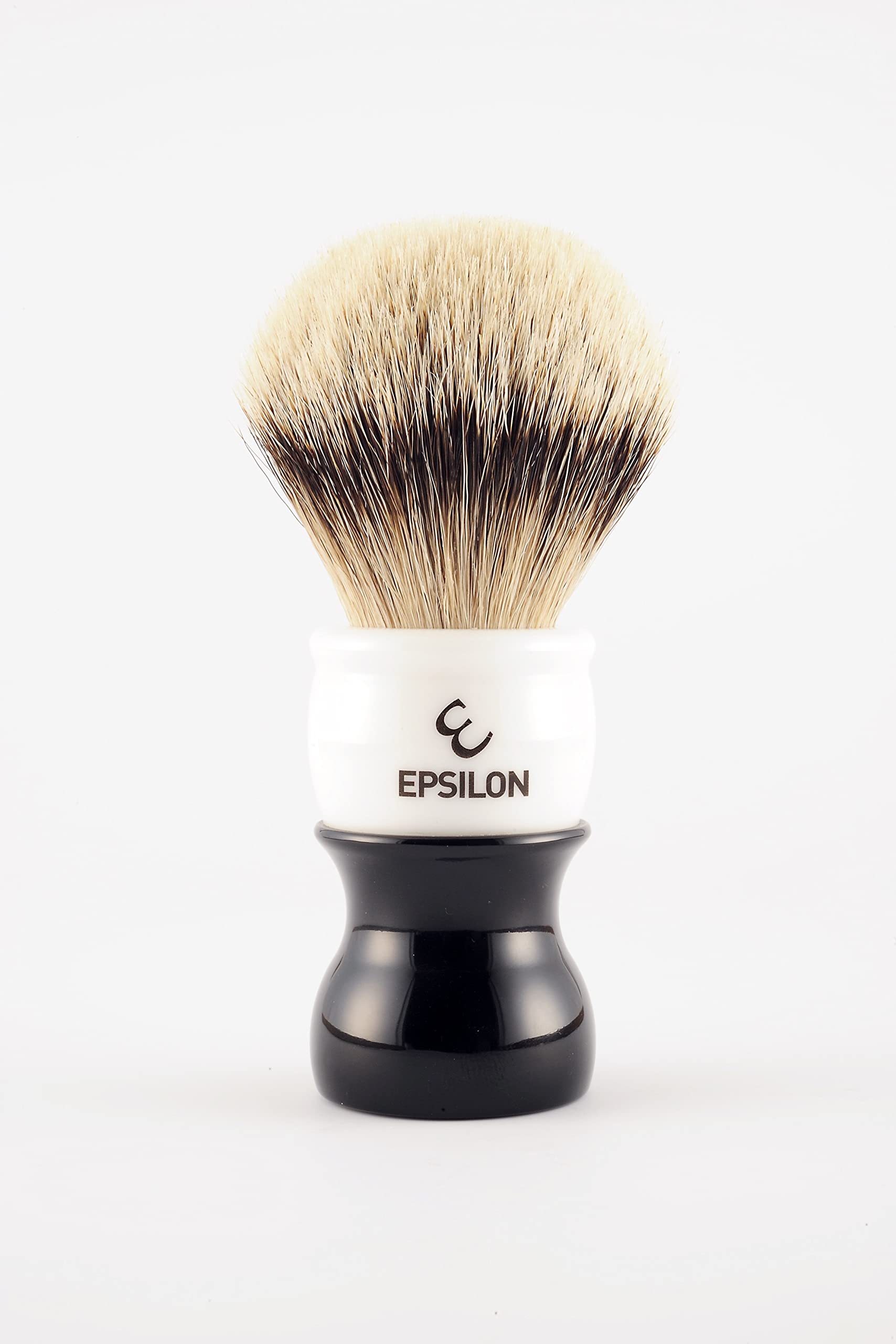 Epsilon Pędzel do golenia z włosia borsuczego koronka srebrno-biały i czarny 55/26 mm, standardowy, uniwersalny