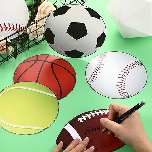 Miniatura 4 de Blulu Recortes deportivos para decoración de fiesta, bolas versátiles de decoración de aula, recortes de papel con puntos de pegamento para