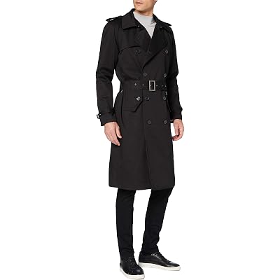 Mens Traditional Double Breasted Long Trench Coat Cotton Military Rain Mac TopCoat