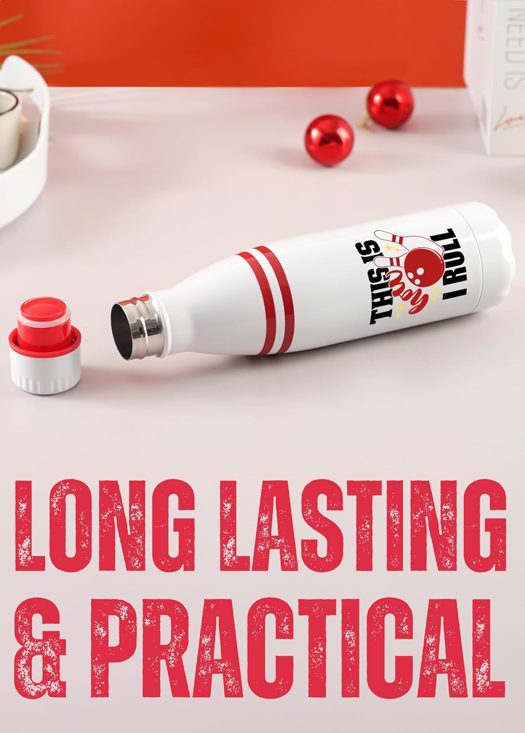 Onebttl Bowling Gifts for Men, Women, Bowling Water Bottle, 17oz Stainless Steel Insulated Water Bottle, This is How I Roll