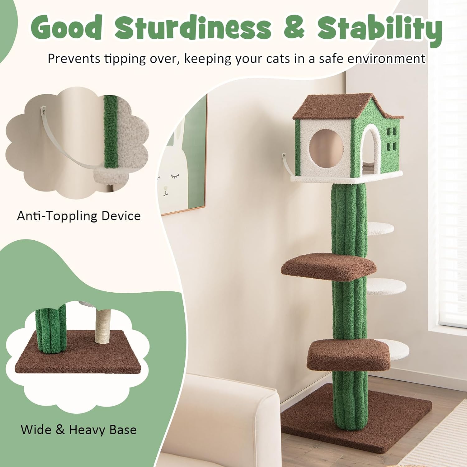review Tangkula Tall Cat Tree for Indoor Cat, 7-Tier 61” Modern Cat Tree Tower with Sisal Scratching Posts, Top Cat Condo, Soft Mohair Plush Fabric, Cute Cat Tree for Large Cats 20 lbs Heavy Duty