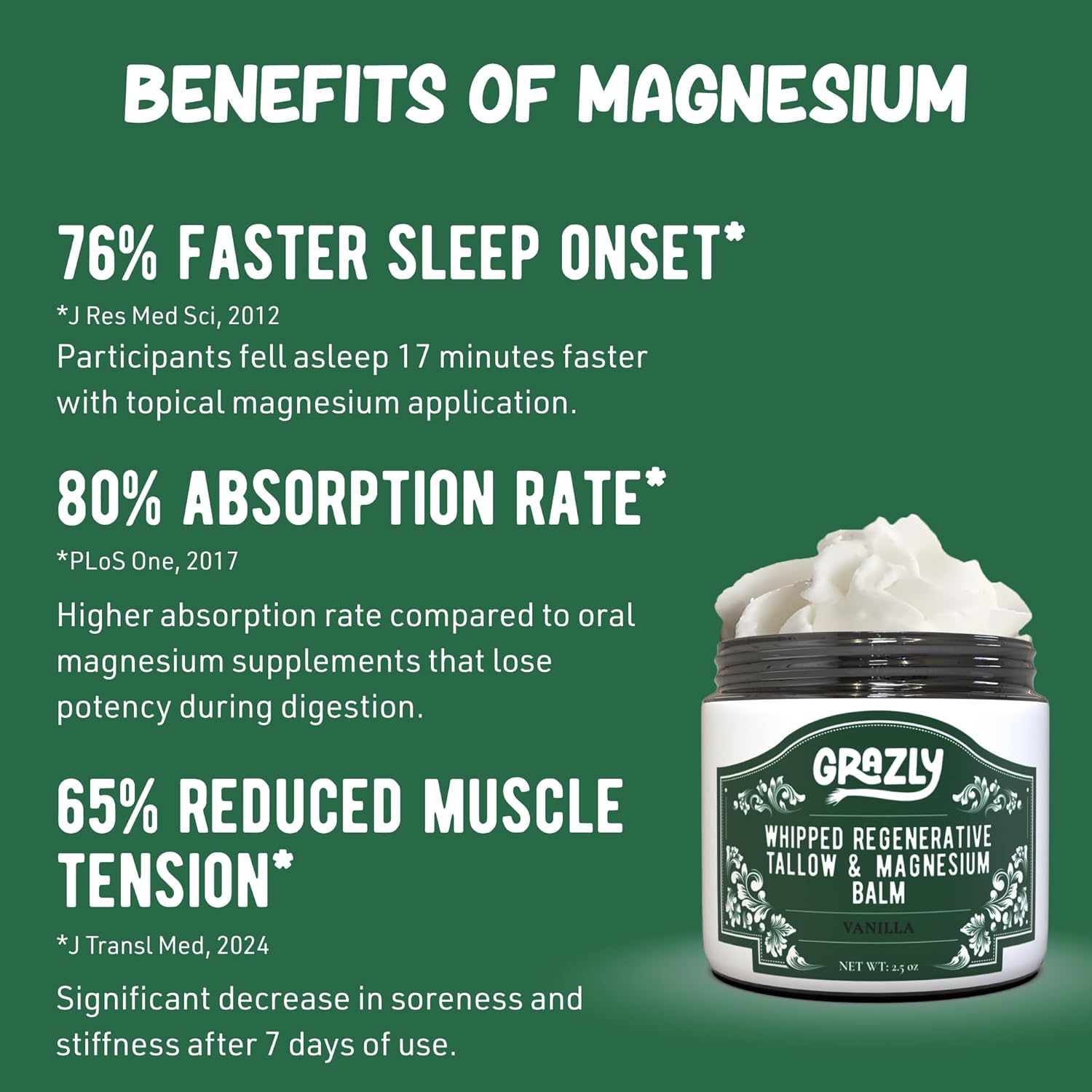 Whipped Beef Tallow for Skin w/Dead Sea Magnesium, Manuka Honey, Jojoba Oil & Vanilla - Grass Fed Beef Tallow Balm - Body & Face Moisturizer for Dry, Sensitive Skin - 2.5oz - Image 5