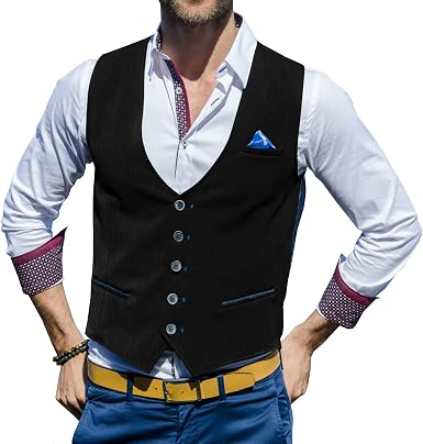 Amazon.com: Chaleco de diseño sólido para hombre, 5 botones, estilo vintage  : Ropa, Zapatos y Joyería