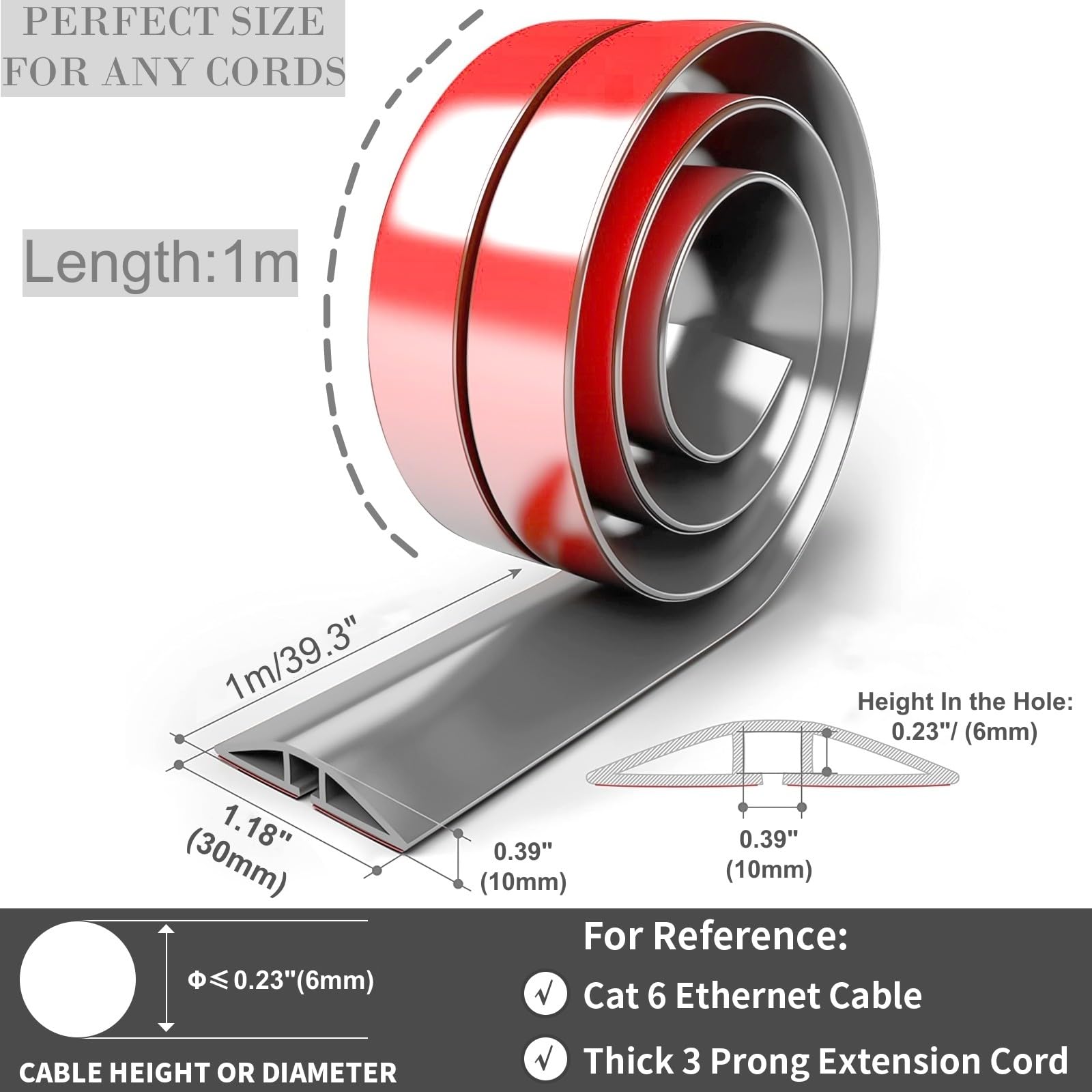 Wiltec Passe Câbles 1 Canal - 980x260x65mm - Supporte 20 Tonnes - Caoutchouc/PP - Pour Intérieur/Extérieur - Antidérapant