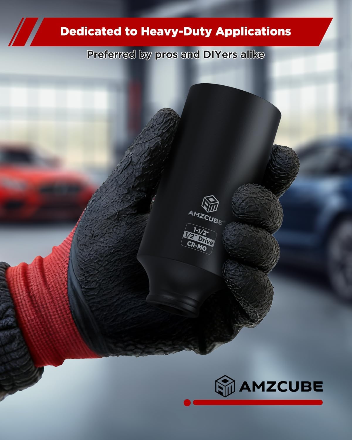 1/2" Drive 1-1/2" Deep Impact Socket, 4.7 Inch Anti-Break Cr-Mo Long Socket with 6-Point Radius Corner Design