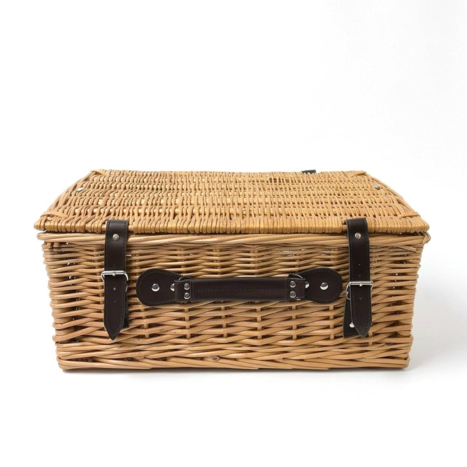 Woven Picnic Basket with Lid Picnic Basket with Lid Lidded for Outdoor Lunch, Park Natural 47-30-20cm-image-43