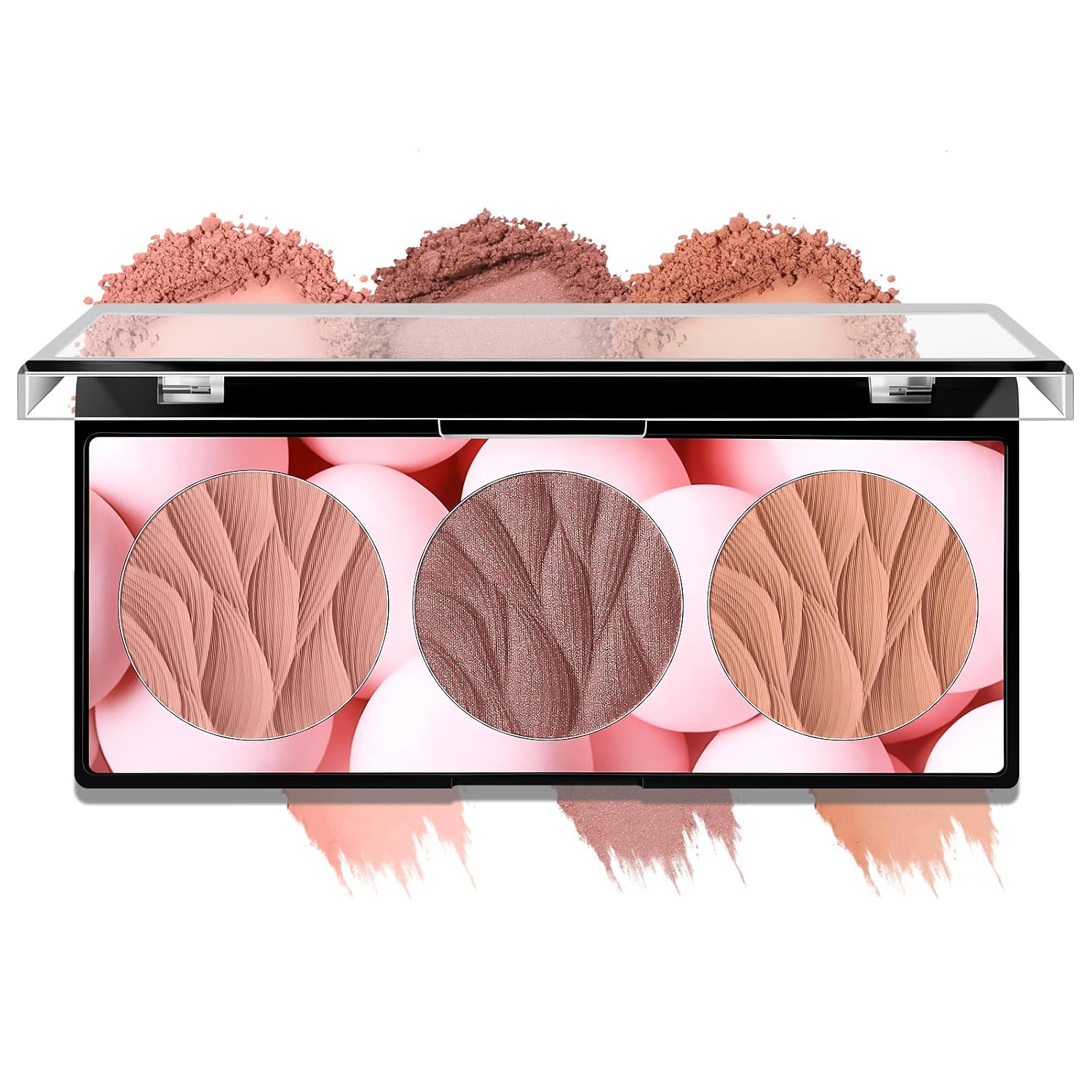 3-Color Leaf Blush Palette, Buildable Waterproof Powder Blush (01 SET)