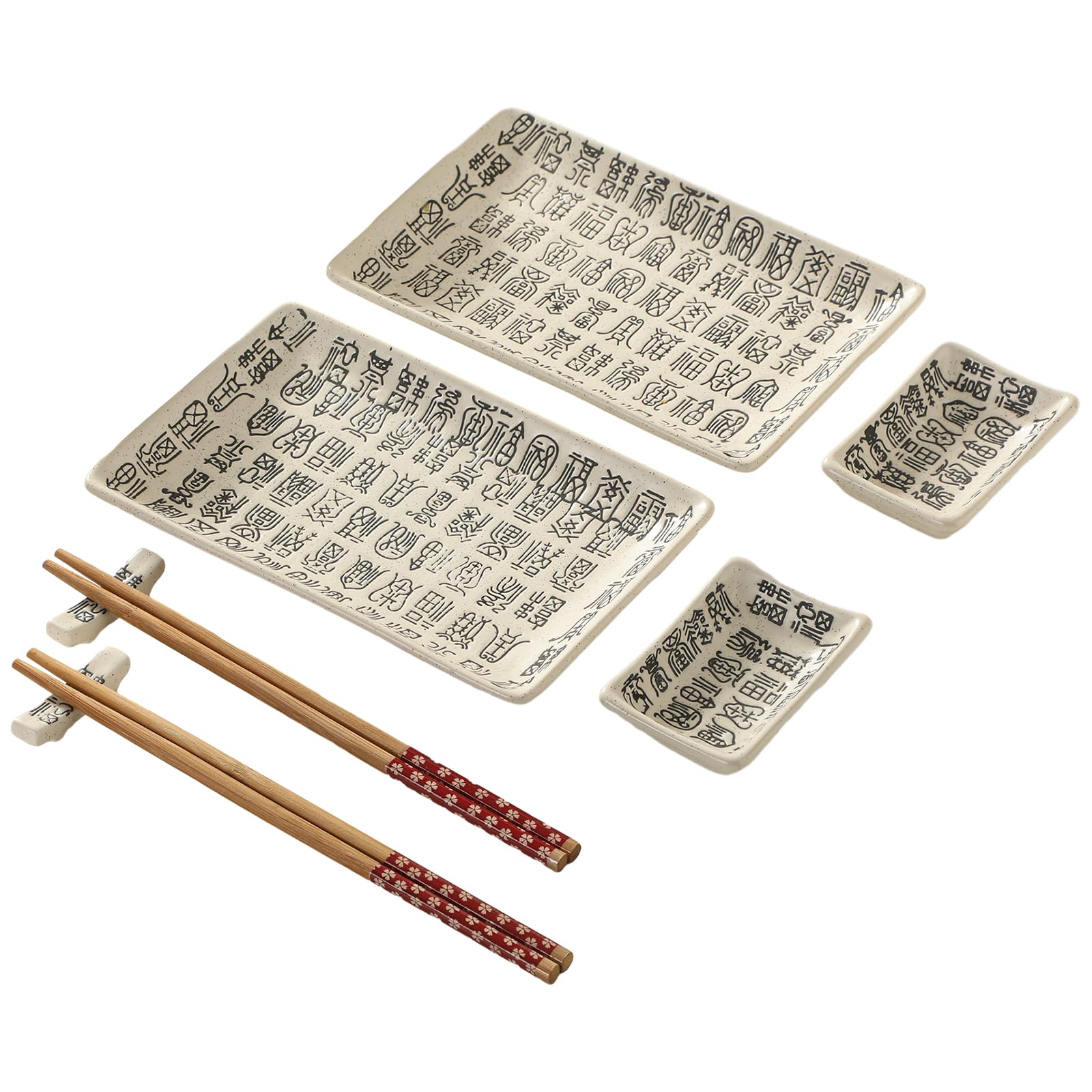 8 pcs Japanese Sushi Plate Sets Serving Platters and Trays for Entertaining Sushi Dishes Set Plates Sushi Plates Traditional Cuisine Dinnerware Sets with Chopsticks Hundred Blessings