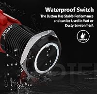 Vista 5 de APIELE - Interruptor de botón de cierre de 16mm, 12V, ojo de ángel LED, impermeable, redondo, autobloqueante, 1NO (aluminio negro, azul)