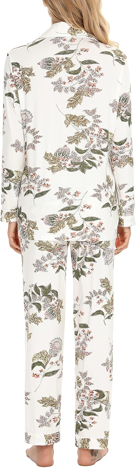 Leikar Button Up Pajama Set For Women Long Sleeve Shirt And Pajama Pants Soft Pjs Lounge Sets - Image 5