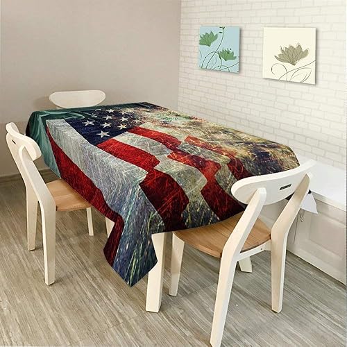 Miniatura 2 de Moslion Mantel rectangular decorativo con ídolos de Estados Unidos con fuegos artificiales del 4 de julio, mantel para comedor, barbacoa, picnic,