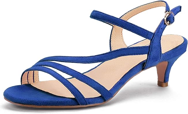 IDIFU Womens Dressy Strappy 2 Inch Low Kitten Heels Open Toe Heel Sandals