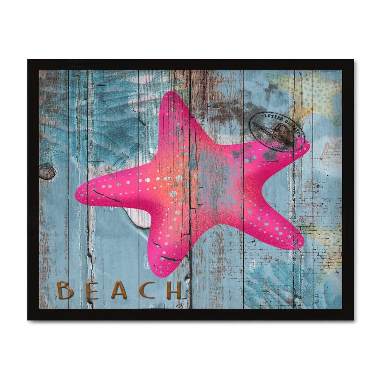 Cadre en bois bord de mer déco océan aquarelle pour salon bohème