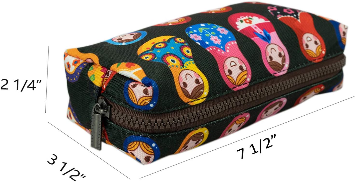 LParkin Cute Matryoshka Doll Bag Canvas Pencil Case Zipper Pouch Small Cosmetic Bag Russian Doll Purse Teacher Gift Stationary Box Gadget Bag Make Up Case Kawaii image 3