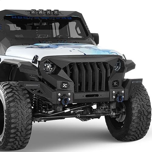 Miniatura 3 de Hooke Road Mad Max Kit de parachoques delantero (con alas) y parachoques trasero para camioneta Jeep Gladiator JT 2020 2021 2022 2023 2024 2025