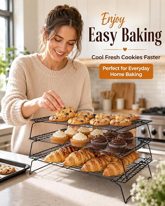 Cooling Rack, 1 Pack 3-Tier Stackable Cooling Rack Baking Rack For Oven Cooking Wire Rack For Baking Sheet, Baking Rack Cooling Rack Baking For Pies, Cookies, Pastries, Cooking And Baking