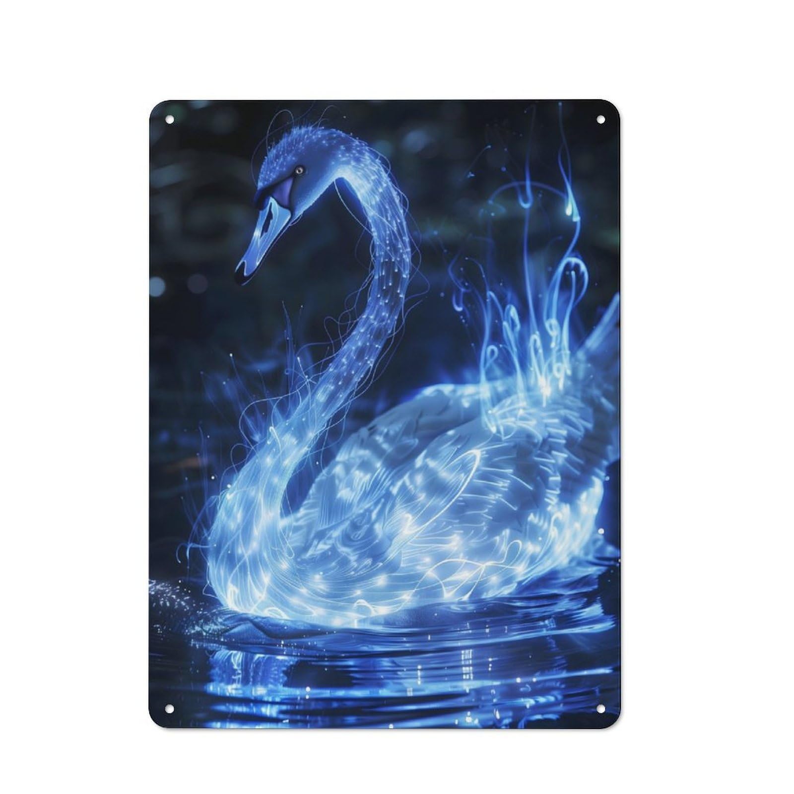 Junmoney Glowing Swan Vintage Tin Wall Plaque 40X30cm For Workshop Wall, A Decorative Christmas Gift For Makers And Diy Enthusiasts