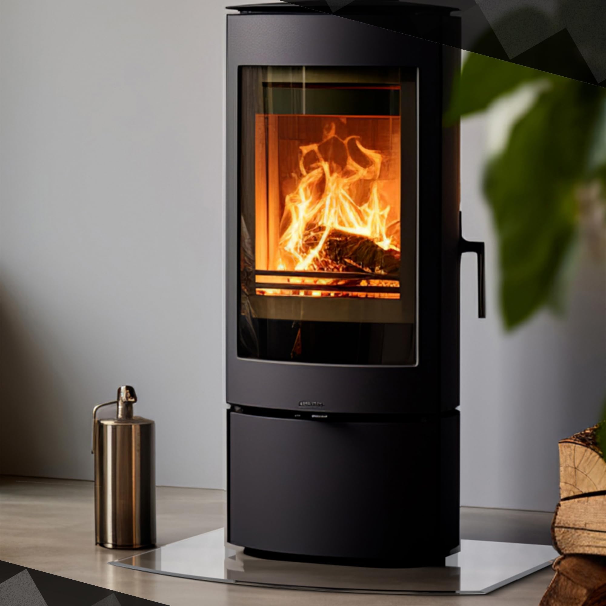 BIJON Funkenschutz-Platte mit Facettenschliff | Glasplatte Kaminofen | Kaminschutz mit ESG Sicherheitsglas | Kamin Zubehör | Kamin Glasplatte | Segmentbogen 120 x 100 cm | 6mm