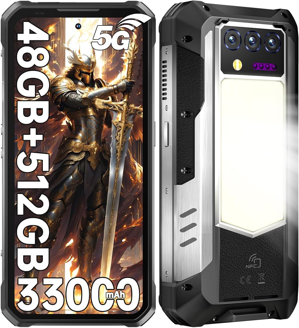 OUKITEL WP100 Titan Téléphone Incassable 5G 33000mAh Projecteur 100