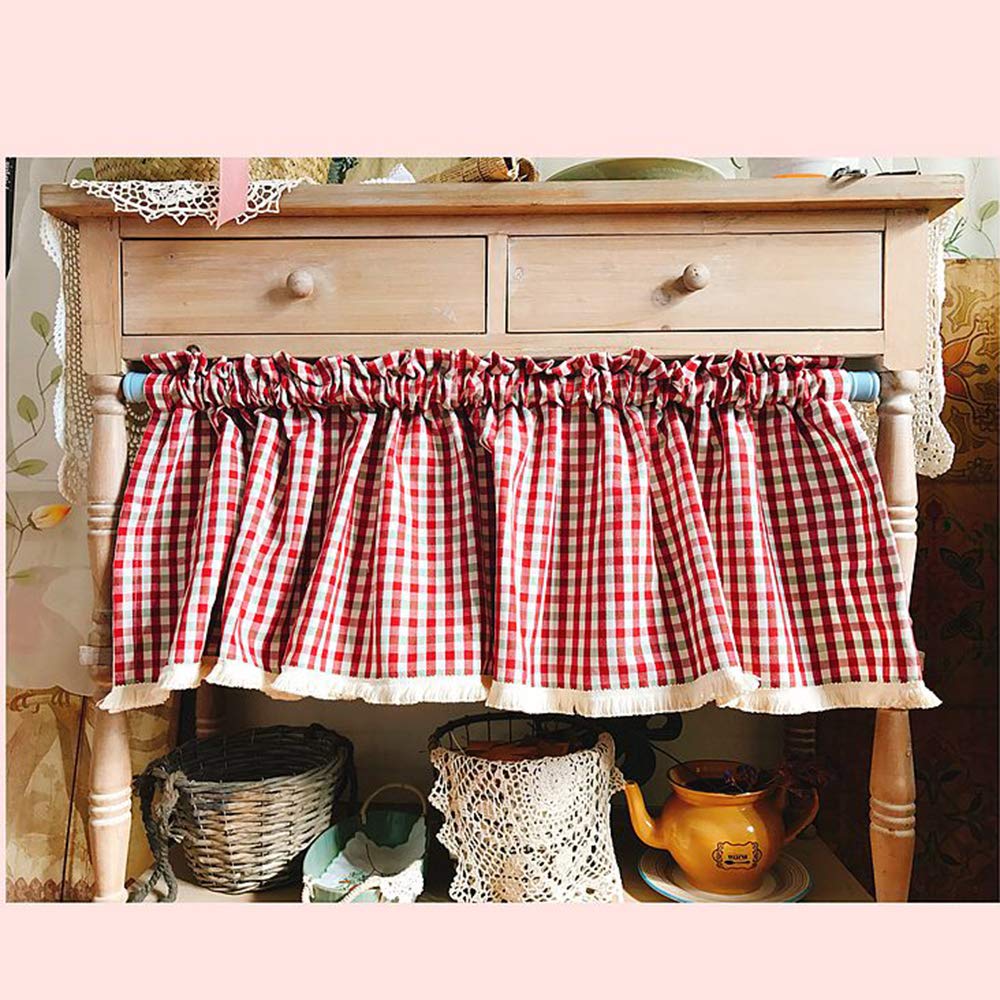Tenda Mantovana Cucina Stile Rurale | Cotone Rosso Bianco A Quadri | Misura 200x40cm | Per Finestre Piccole E Bar - Foto 4