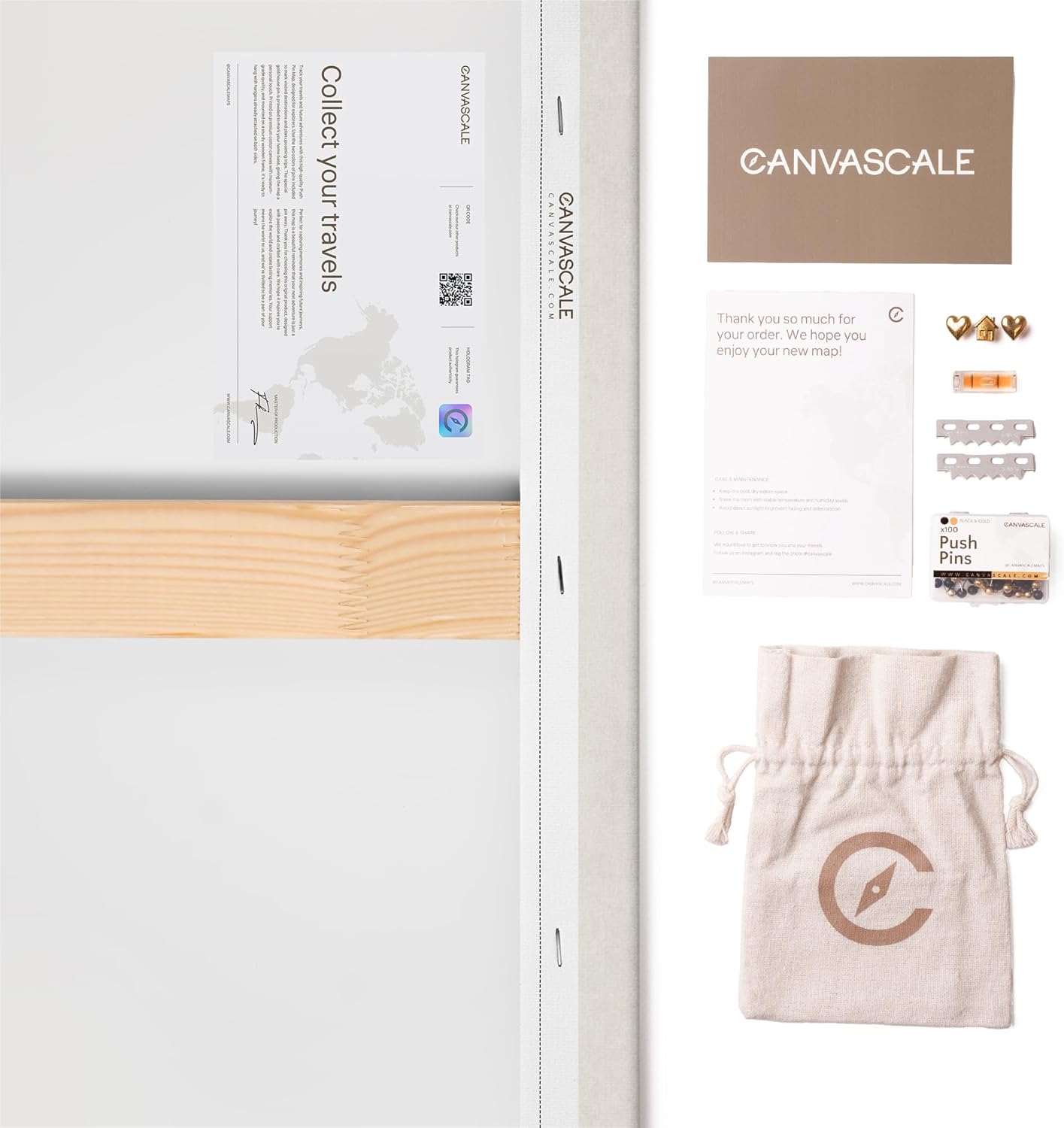 Canvas World Map with Cork Pin Board - English Lettering - Decorative Wall Decoration for All Rooms - Canvas Pictures with World Map Motif (90x60 cm, Pattern 17)